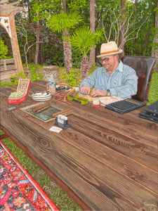 "Cigar Roller" Print, stretched on .75” Bars