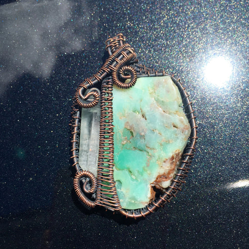 Chrysoprase and Quartz Pendant